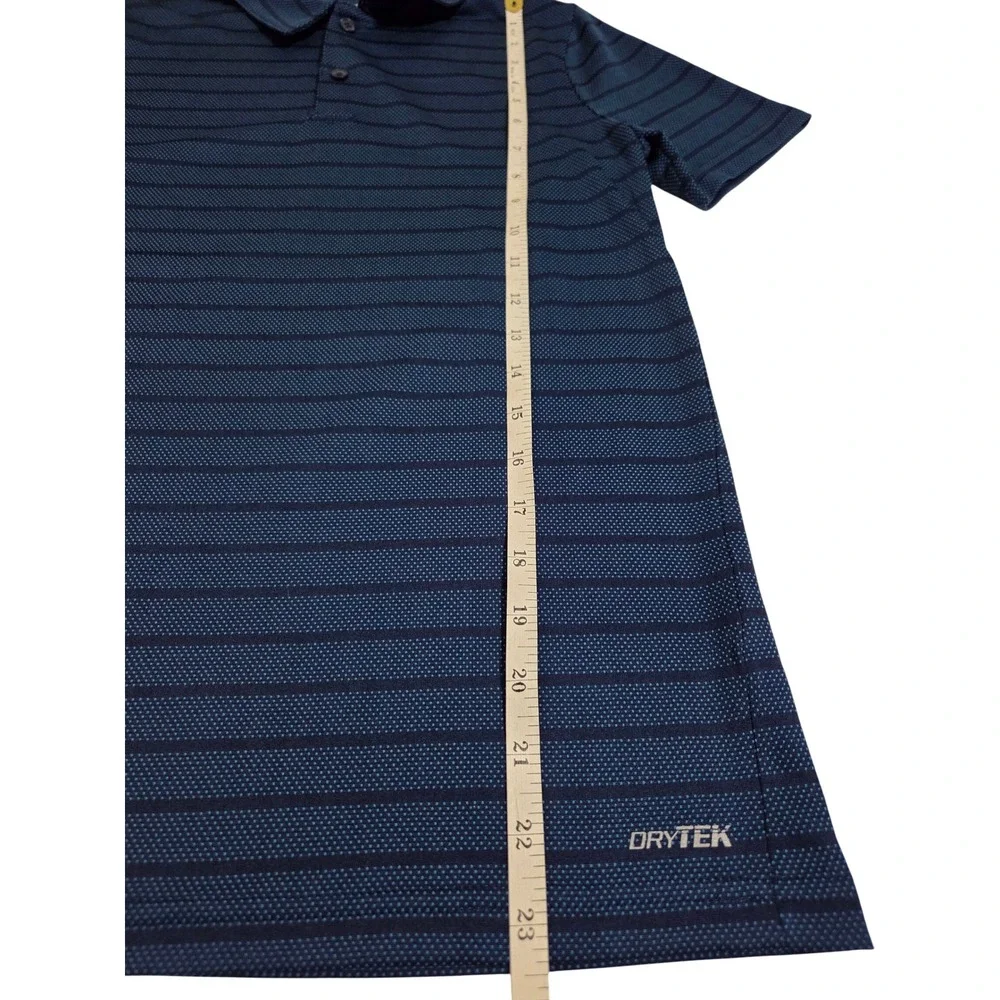 Tek Gear Boys DryTek Striped Polo Shirt Navy Blue Teal Size L 14/16 Activewear